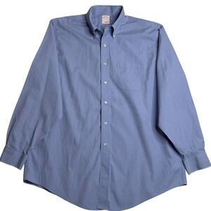 Brooks Brothers Original Polo Shirt Traditional Fit Non-Iron Blue Check 16.5-35